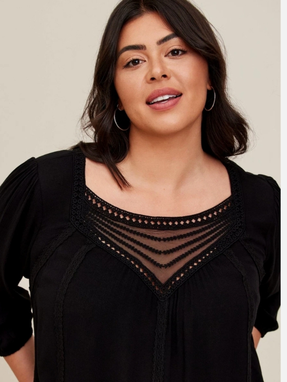 Torrid Whimsy Goth Black Gauze Boho Peasant Embroidered Blouse Plus Size 4X - Picture 2 of 8